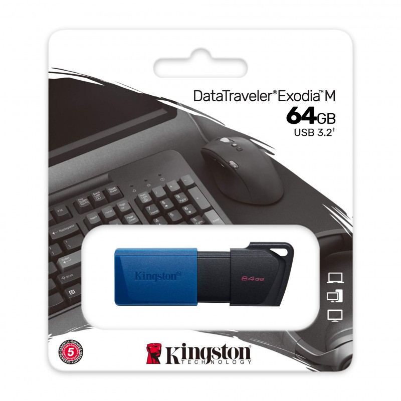 KINGSTON PEN DISK USB 3.2 64GB DATATRAVELER EXODIA M BLACK BLUE